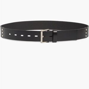 AllSaints Women’s Geometric Silver Studded Black Leather Belt - Sz Large, NWT